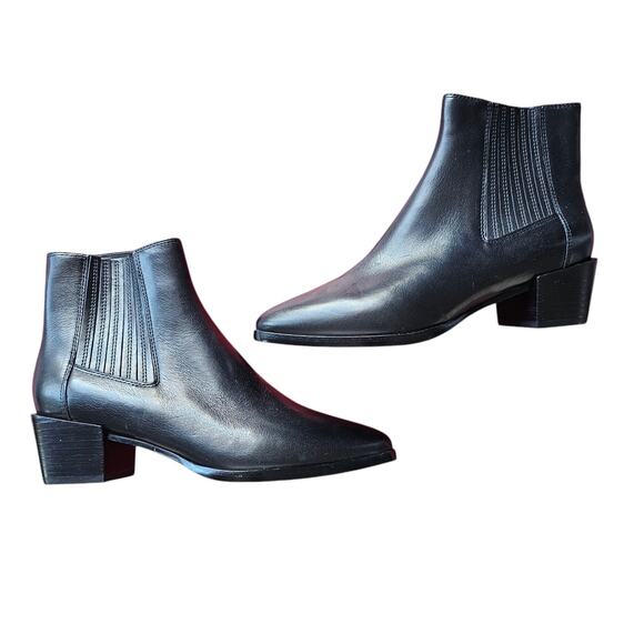 Rag & Bone Rover Leather Short Boot Size 36.5 US 6.5 Black Ankle Bootie - Picture 1 of 6